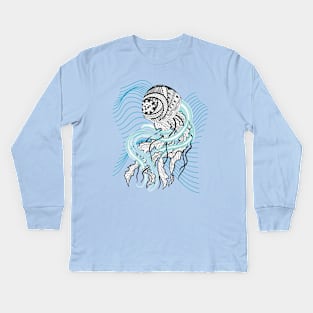 Jellyfish Tribal Line Art Kids Long Sleeve T-Shirt